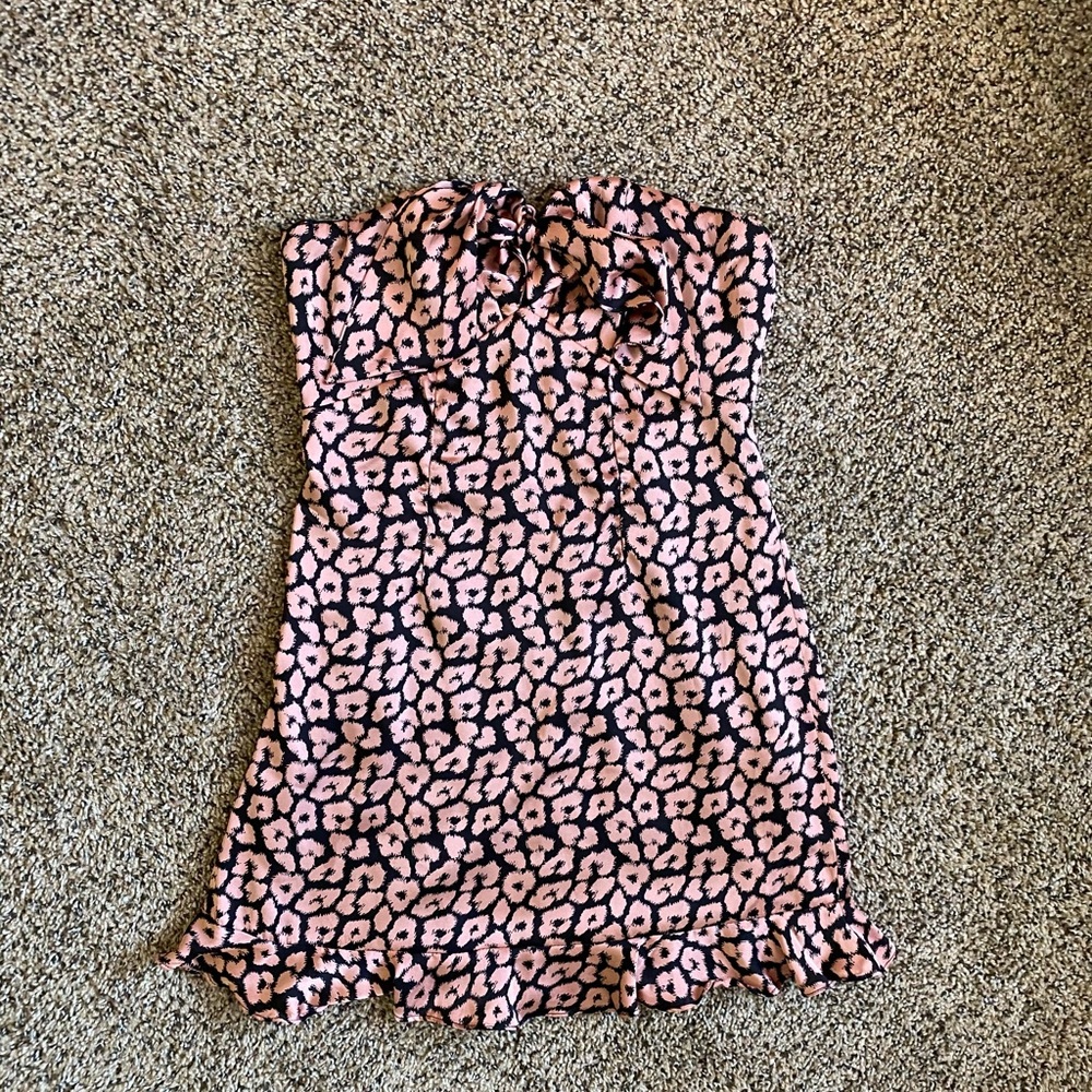 Pink and black leopard mini dress